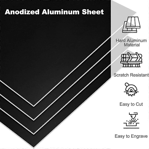 3.3x2.1x1/32 tommer Anodisert Aluminiumplate, 10 stk. Rektangulær Metall Aluminiumplate 0.8mm Tykk Gravering