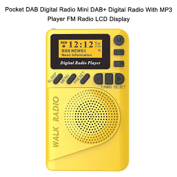 Fickradio DAB Digitalradio Mini DAB+ Digitalradio med MP3-spelare FM-radio LCD-display