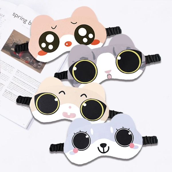 4 st Söta Katt Silkesögonmasker för Sovande Kvinnor, Silkesögonmasker för Kvinnor, Slip Silkesögonmask