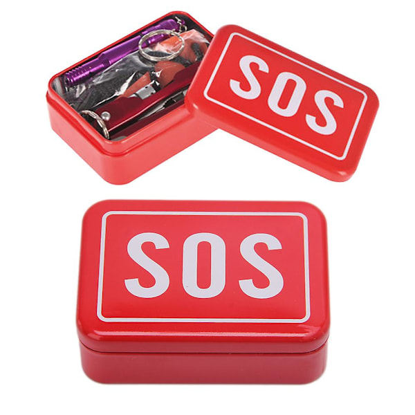 \"SOS\"-boks for etui, lokkbeholder for overlevelsesutstyr, førstehjelp for pilleboks