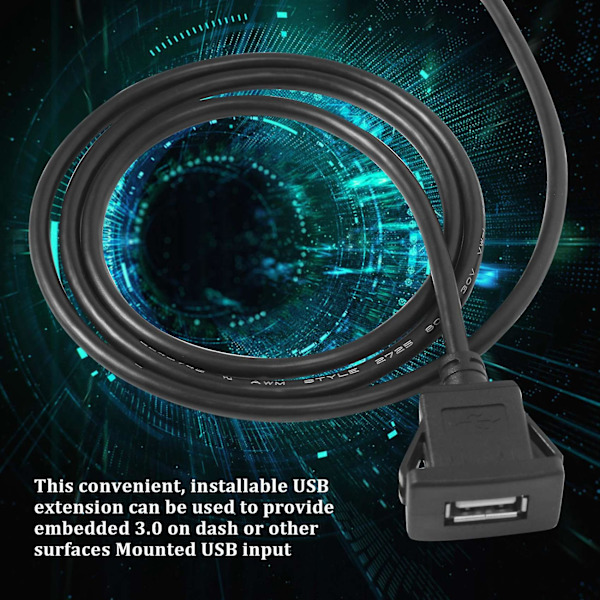 Bil Dashboards Flush Mount USB Han til Hun Stikforlængerpanel Kabel 1M