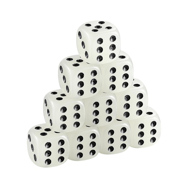 10pcs Acrylic Dices 6 Sided Dices Party Table Game Dices Luminous D6 Dices Game Dice Props (16mm)