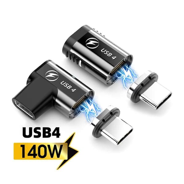 140W USB4.0 Magnetisk Adapter USB C til Type C 40Gbps Hurtigladekonverter Kabelkontakt 8K@60Hz USB Type C Adapter, A