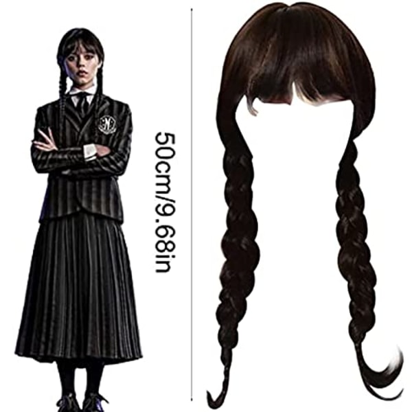Flickor Addams Family Kostym Peruk Wednesday Addams Peruk