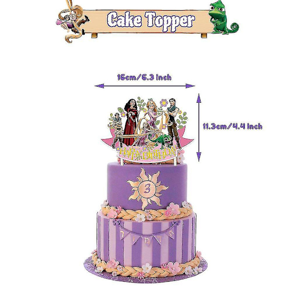 Flokete Rapunzel Prinsesse Bursdagsfest Tilbehør Kit Banner Ballonger Kakepynt Dekorsett LANG