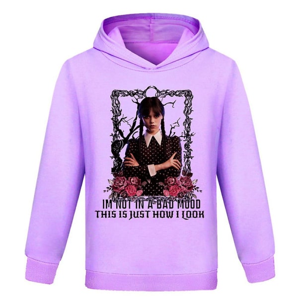 7-14 år barn tonåringar onsdag Addams Family Hoodie långärmad huvtröja casual pullover toppar presenter Black 11-12 Years