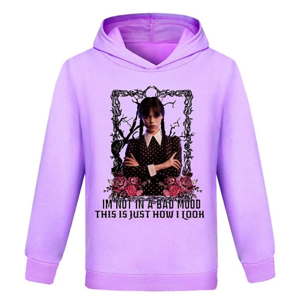 7-14 år Børn Teenagere Wednesday The Addams Family Hoodie Langærmet Hættetrøje Casual Pullover Toppe Gaver Purple 7-8 Years