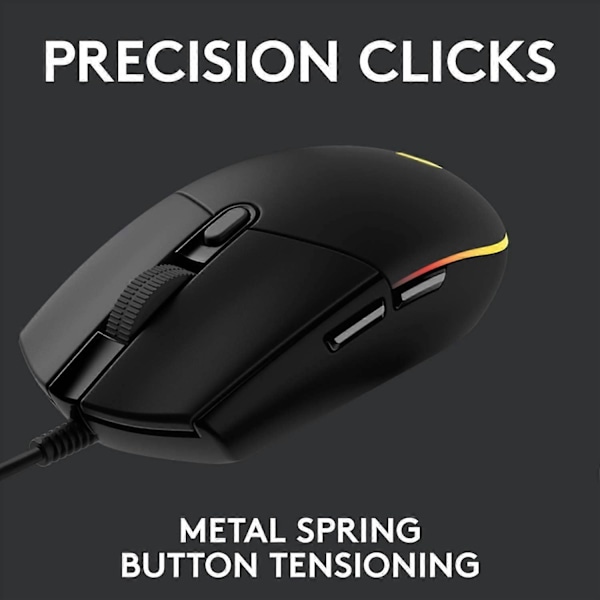 G102 LIGHTSYNC Gamingmus med RGB-belysning, 6 programmerbara knappar, spelsensor, 8K DPI-spårning 12