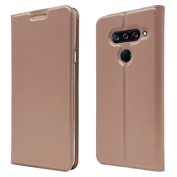 Auto-absorberande ställ i läder med kortfack Mobilfodral för LG V40 ThinQ