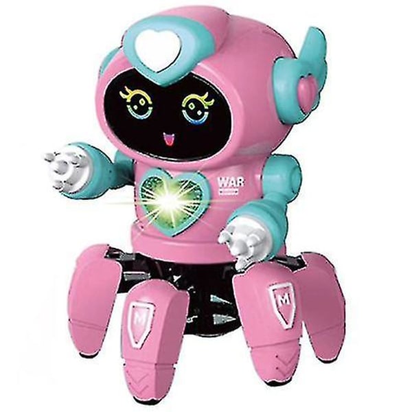 2024 Ny smart syngende dansende robot Elektronisk seks-klods danserobotlegetøj inkluderet Led-musik Pink