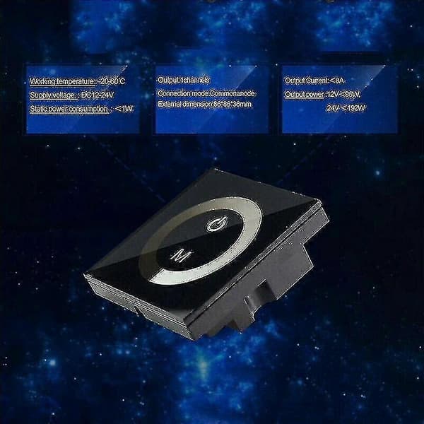 DC 12V-24V Touch Panel LED-ljus Dimmer Smart Controller Väggmonterad Strömbrytare (färg: svart)