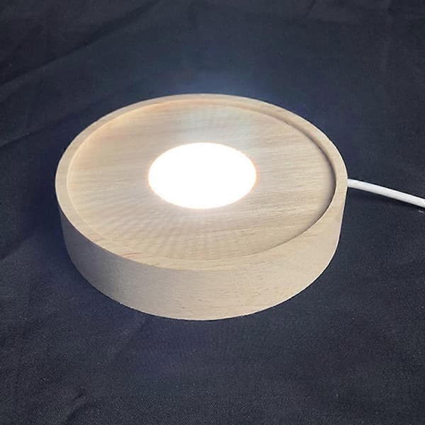 Rund Formet Display Podie LED Lys Display Base Krystal Træ Belysning Baser Stativer til Krystal og Glas Display