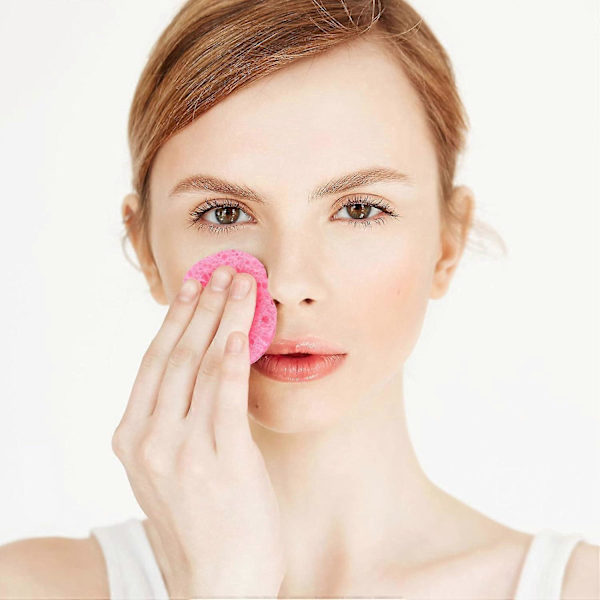 60 stk. Ansigtsvampe Komprimerede Ansigtsvampe Naturlige Rengøringssvampe til Ansigtsrensning, Peelingmaske, Makeupfjernelse (2,2 tommer, Pink) Pink 60
