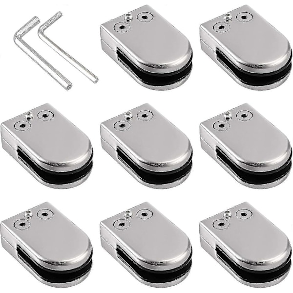 Glass Clamp 8 Pcs 8-10mm 304 Stainless Steel Glass Clip Clamp Support Flat Back Chromig Finish