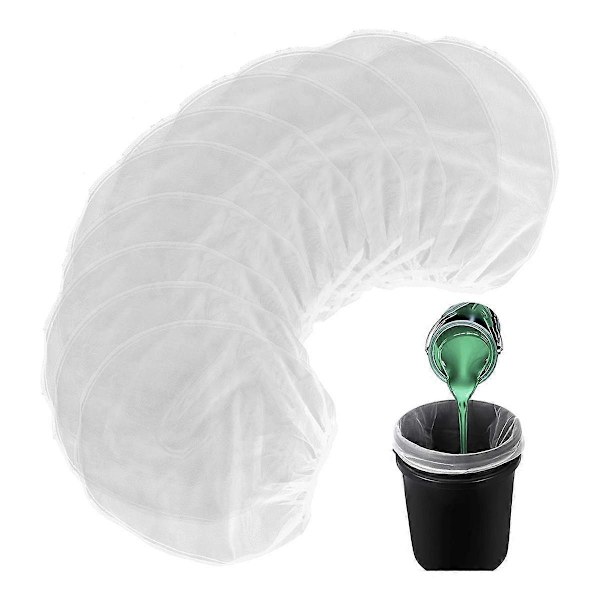 10 st Färgsilpåse, 1 Gallon Färgfilter med Elastisk Dragsko Vit Finmaskig Toppöppning
