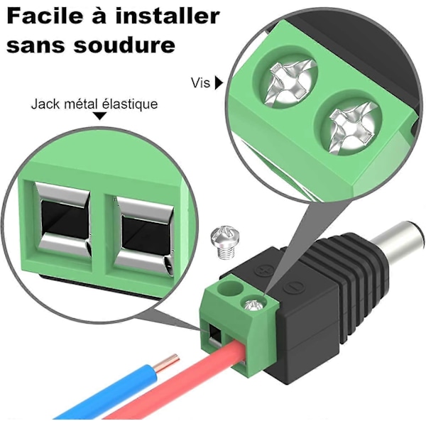 10 kpl 5,5 mm 2,1 mm DC 12 V uros- ja naarasvirtaliitinadaptereita