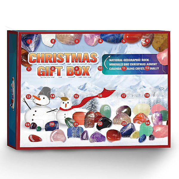 2023 Julekalender 24 Dages Nedtælling Advent Kalender Naturlig Helbredende Krystal Mineralsten Blind Box Julefest Favør Til Børn