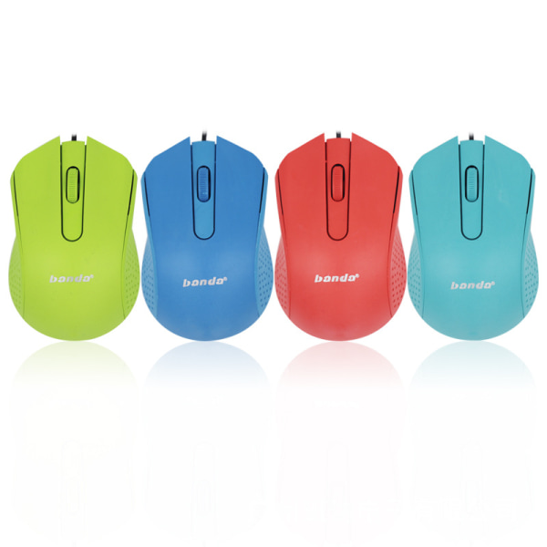 1 stk kablet mus, 3 nøgler bærbar ergonomisk mus, optisk mus til bærbar computer (rød)