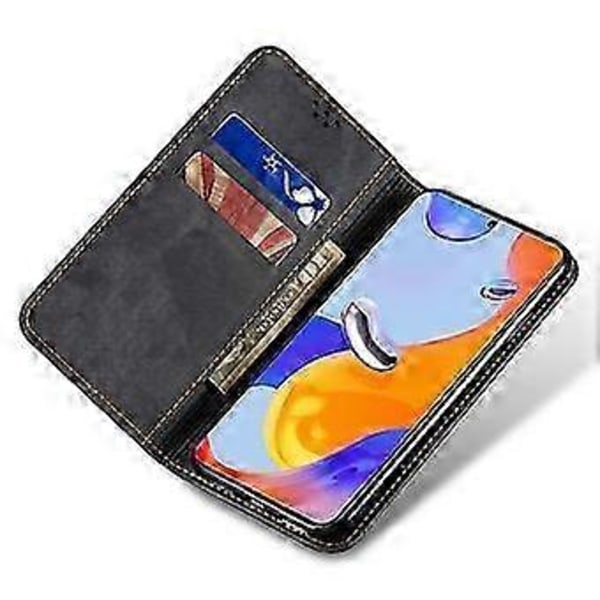 Til Xiaomi 15 Ultra Etui Jeans Stof Tekstur Anti-Ridse Læder Stand Telefon Cover - Sort