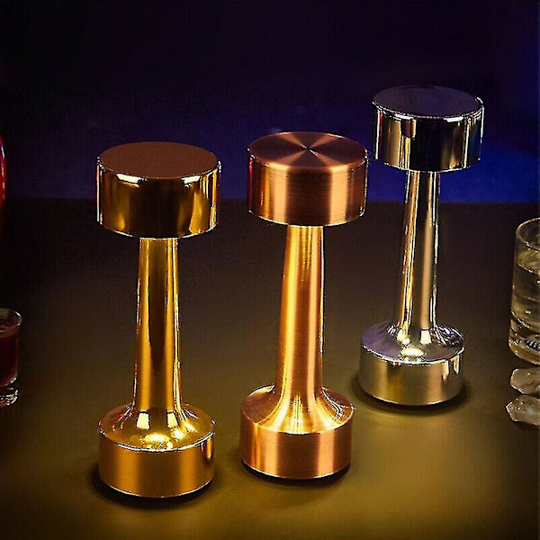 Uppladdningsbar LED-bordslampa med touchsensor, skrivbordslampa för sovrum, restaurang, bar Gold Dumbbell