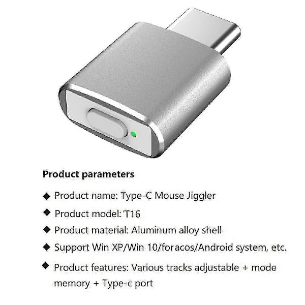 Type C Muse Bevæger Jiggler Uopdagelig Automatisk Muse Bevæger 3 Jiggle Tilstande Driver-Fri Hold Enhed til Laptop PC Vågen bs
