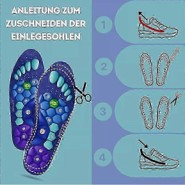 Akusoli Magnetiska Skor Akupressur Innersulor för Smärta EU35-47(30cm)