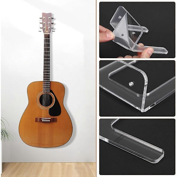 1 Set Gitarrhängare Krok Klar Akryl Gitarr Väggfäste Fäste Hållare Stativ