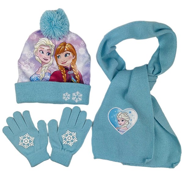 3-8 år barn pojkar flickor hatt halsduk handskar prinsessa Elsa Sofia Minnie set 3 st/set gåvor Minnie 2