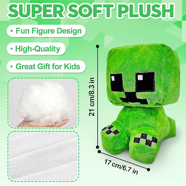 Minecraft Creeper -pehmolelu, Creeper -pehmolelut, Pehmeä Täytetty Eläin -pehmolelu, Kawaii Lahja Koti Sisustus