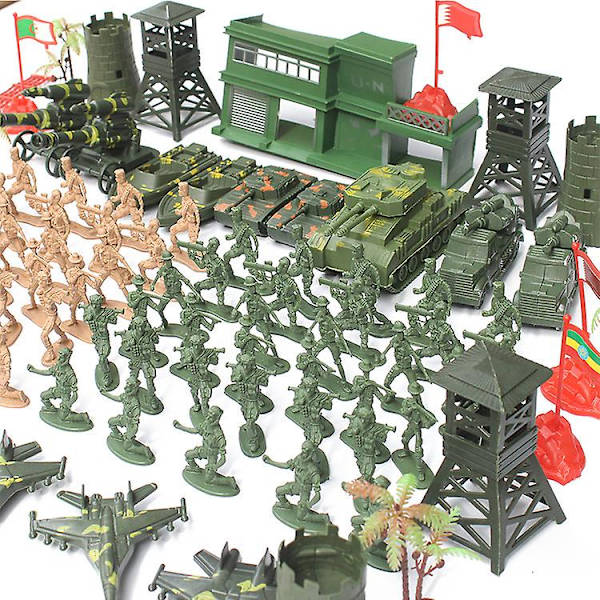 122 Stycken Armé Actionfigurer Set, Militär Leksakssats Med Soldater, Tankar, Flygplan, Flaggor, Soldatfigurer Set Modell Pojkar Plastuppdrag Armé Militär