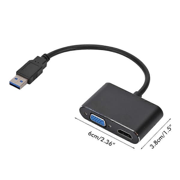 2 i 1 Kompatibel for USB til High Definition Multimedia Interface og VGA Adapterkabel Kompatibel for 1080p USB 3.0 til High Definition Multimedia