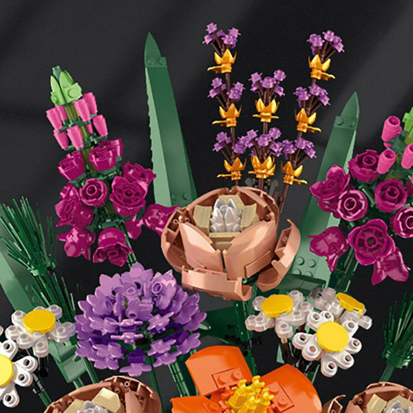 Blombukett Byggklossar Set Utsökt Vacker Kloss Blombukett För Alla Hjärtans Dag Present