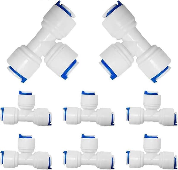 8 Stycken T-stycke Anslutningsadapter Push-fit Anslutning, RO Vattenfilter