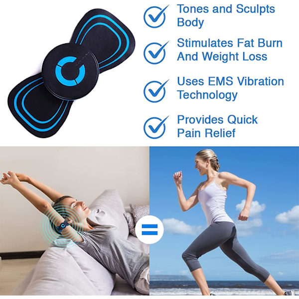 2 stk. Mini Ems bærbar elektrisk nakkemassager, cervikal massage til smertelindring, mini massageenhed