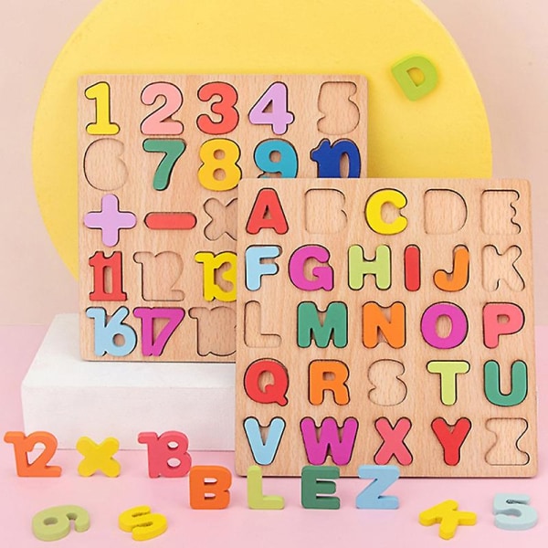 Træalfabet-puslespil Hånd-øje-koordination Logisk evne Graterfri bogstaver Tal Træalfabet-puslespil til børn Number