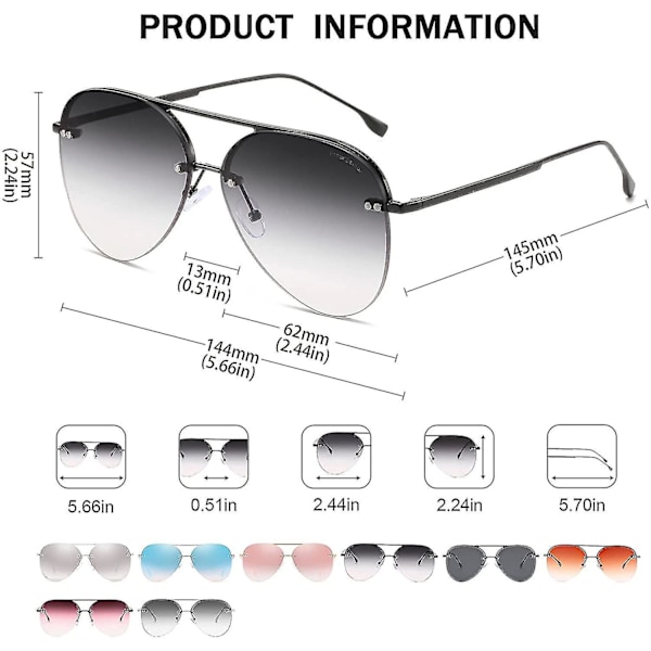 Retro Rimless Aviator-Aurinkolasit Naisille ja Miehille Klassinen Lady UV400 Suoja Gradientti Linssit Aurinkolasit Wyelv