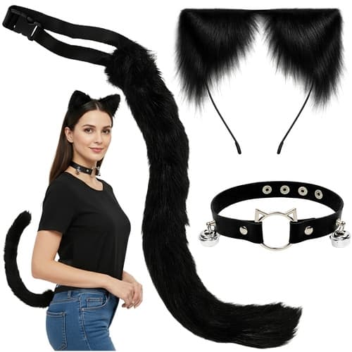 Therian Cosplay Set - Svans, Öron & Halsband - 3-delat