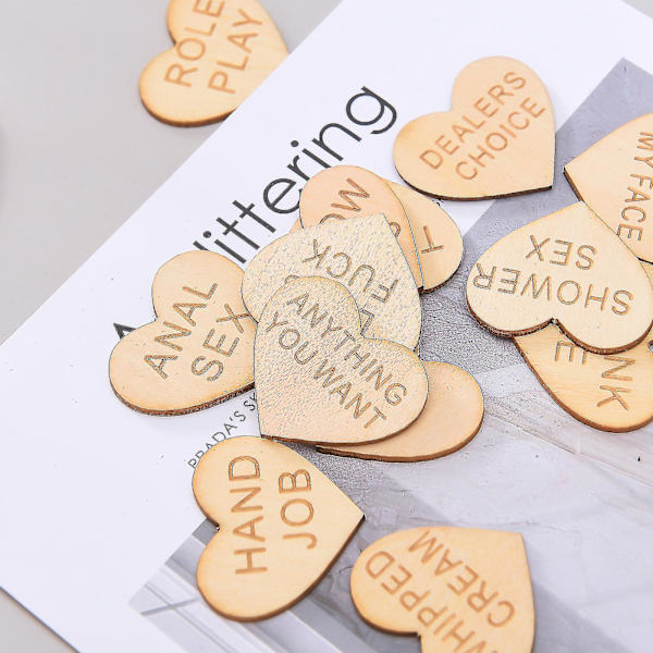 Date Night Aktivitets Tokens Sjov Gaver Håndværk Tilbehør Hjerte Bord Pynt Sjov Tokens Fest Dekoration Eller Elskere Træ Vedhæng Valentins Pynt