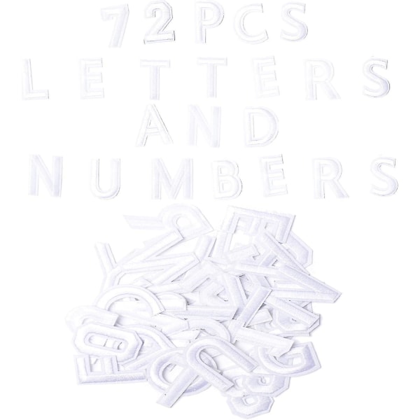 72 stk. stryge-på bogstaver og tal - Hvid applikation