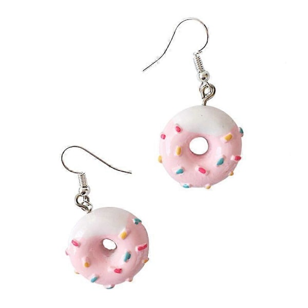 1 Par Kreativa Söta Mini Donut-Kaka Örhängen Minimalistisk Cartoon Design Kvinnliga Öronkrokar Hängande Smycken Present