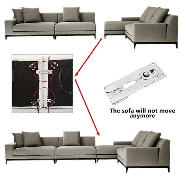 Modul Sofa-kobling med Snap-lås, Sofa-klips Møbelkobling, Snap-kobling Festesystem for Sofa Møbler