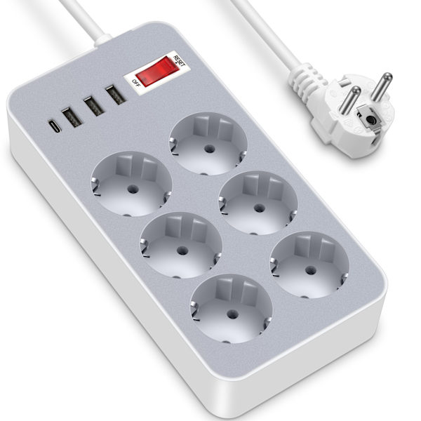 EU Standard Strømuttak med USB- og Type-C-porter
