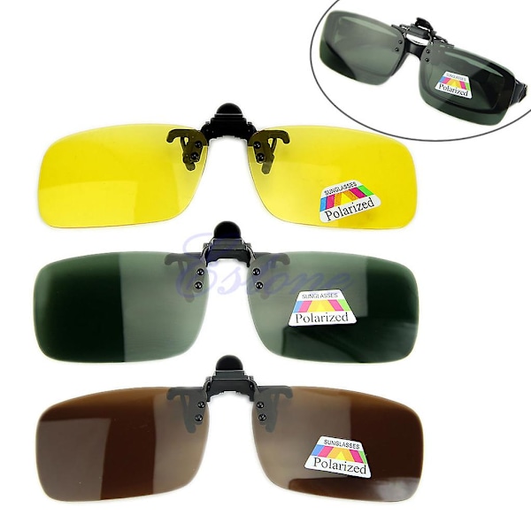 Nya Dag & Natt Polariserande Solglasögon Clip-on Flip-up Linser