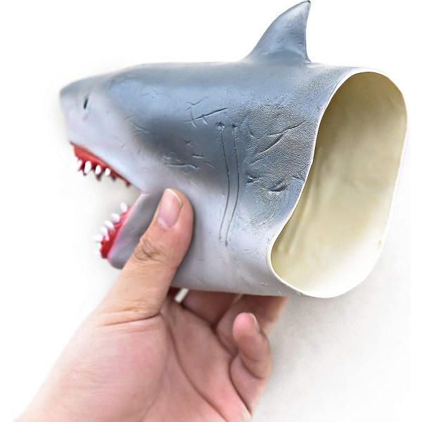 Shark Hand Puppet Mjukt Gummi Latex Realistiska Djurhuvud Leksaker För Barn Tiktok Present