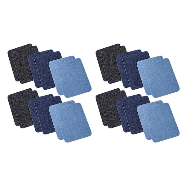 Stryge-på Denim-lapper til Tøj Jeans 24 stk., 3 Farver (4,9 tommer x 3,7 tommer)