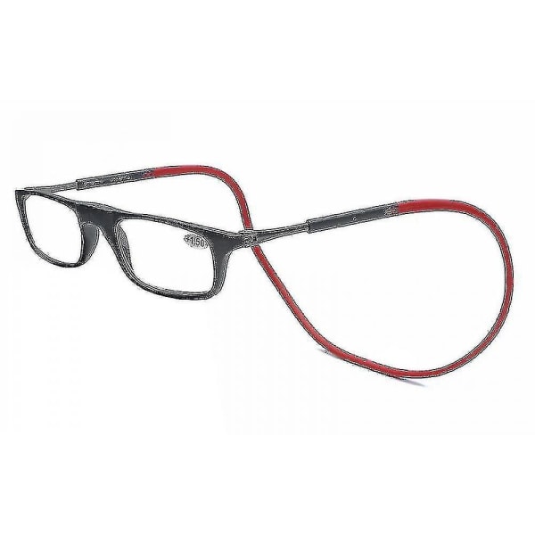 Læsebriller Højkvalitets Tr Magnetisk Absorption Hængende Hals Funky Læserbriller 1.75 Magnification Red