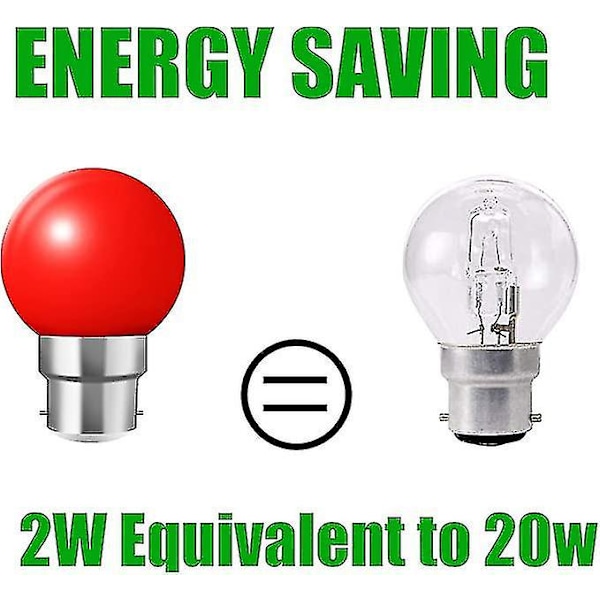 20x B22 Bayonet Cap LED Färgade Ljuslampor Mini Globe Golfboll Glödlampor för Utomhus Patio Trädgårdsfest