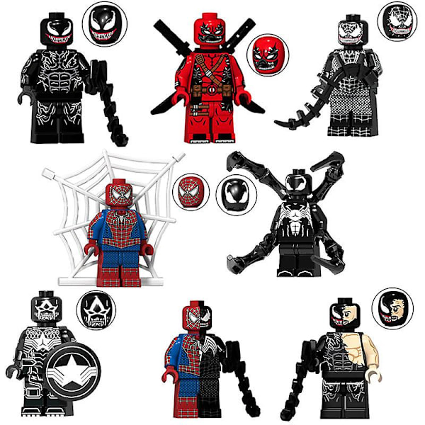 18 stk. Spiderman Venom Minifigurer Byggeklodser Actionfigurer Sæt