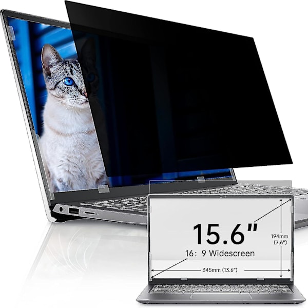 15,6 tuuman kannettava tietokonenäytön tietosuojaseinä HP/Dell/Acer/Lenovo/Thinkpad/Samsung-laitteille, irrotettava 16:9-kuvasuhde, kannettava tietokonenäytön tietosuojaseinä, PITKÄ
