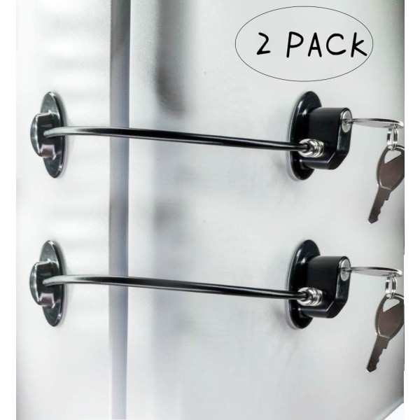 Musta 2 kappaletta jääkaapin oven lukko pakastimen oven lukko tiedostolaatikon lukko 4 avaimella
